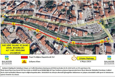Çay Deresi Islah Çalışmaları Nedeniyle Dereboyu Caddesi Trafiğe Kapanıyor