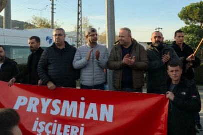 Prysmian işçileri Mudanya'da bir saatlik iş bıraktı!